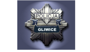 Na zdjęciu policyjna gwiazda z napisem Policja Gliwice.